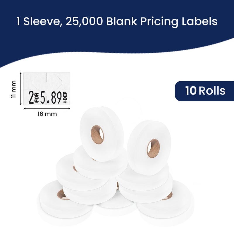 Perco White Pricing Labels for Monarch 1130 Price Gun - 1 Sleeve, 25,000 Blank Marking Labels - with Ink Roll Included - Image 3